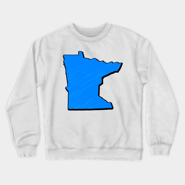 Bright Blue Minnesota Outline Crewneck Sweatshirt by Mookle